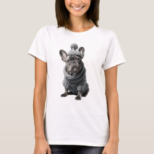 Camiseta Adorable Bulldog Francés en Invierno Trenzado