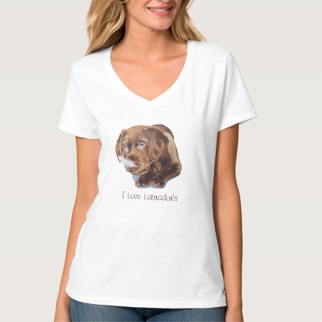 Camiseta adorable cachorro chocolate marrón labrador divert (Anverso)
