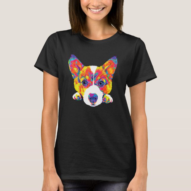 Camiseta Adorable cachorro corgi arcoíris soñoliento (Anverso)