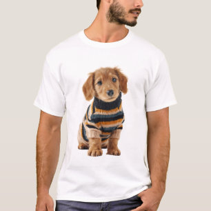 Camiseta Adorable cachorro de Dachshund de pelo largo a ray