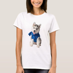 Camiseta Adorable cachorro de Husky Siberiano con ropa teji