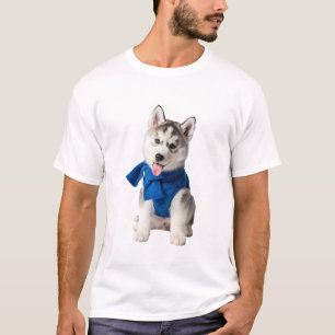 Camiseta Adorable cachorro de Husky Siberiano con ropa teji