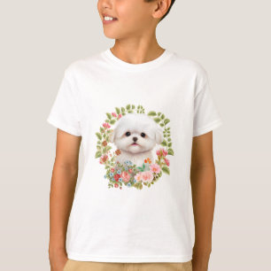 Camiseta Adorable cachorro maltés en flor, amante de los pe