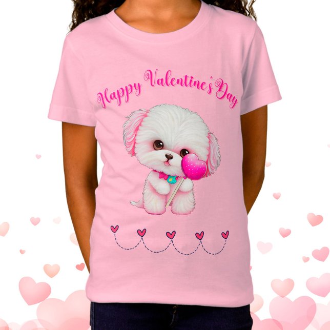 Camiseta Adorable cachorro maltés feliz día de San Valentín (Subido por el creador)