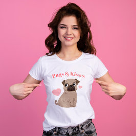 Camiseta Adorable cachorro "Pugs and Kiss"