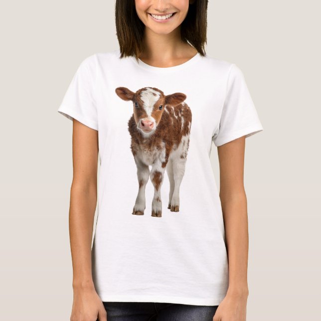 Camiseta Adorable Calf Portrait on Burlap (Anverso)