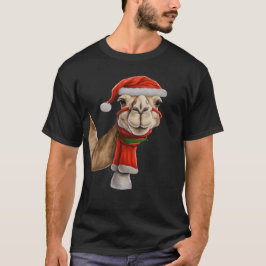 Camiseta Adorable Camello Lindo con Sombrero de Santa Navid