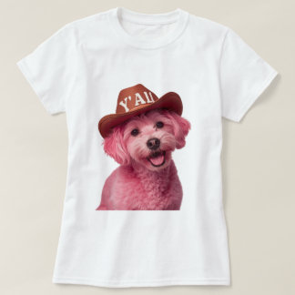 Camiseta Adorable caniche rosa en un gorra de estilo occide