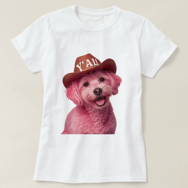 Camiseta Adorable caniche rosa en un gorra de estilo occide (Diseño del anverso)
