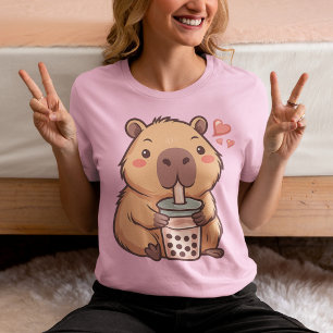 Camiseta Adorable Capybara Bubble Tea Kawaii Anime
