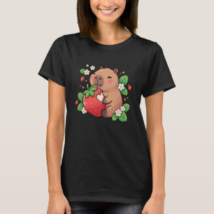 Camiseta Adorable capybara comiendo fresa snack de frutas k