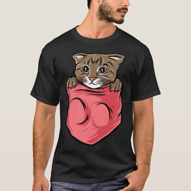 Camiseta Adorable Cat  and Cute Kitten Pocket Style (Anverso)