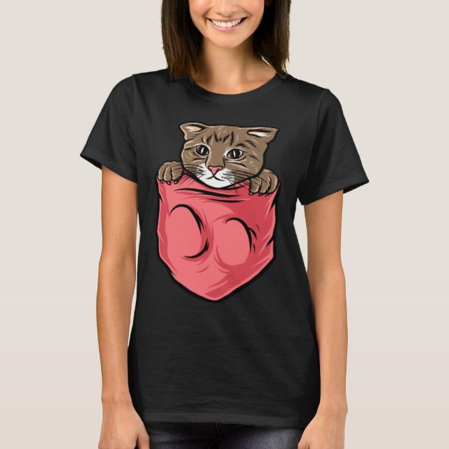 Camiseta Adorable Cat  and Cute Kitten Pocket Style (Anverso)