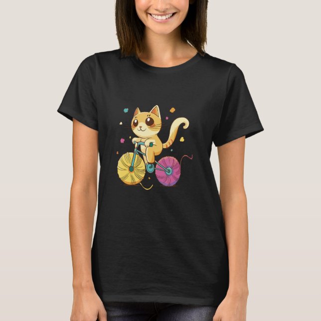 Camiseta Adorable Cat Riding a Bike  Playful & Charming Ill (Anverso)