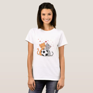 Camiseta Adorable Cats with Soccer Ball on Valentines Day