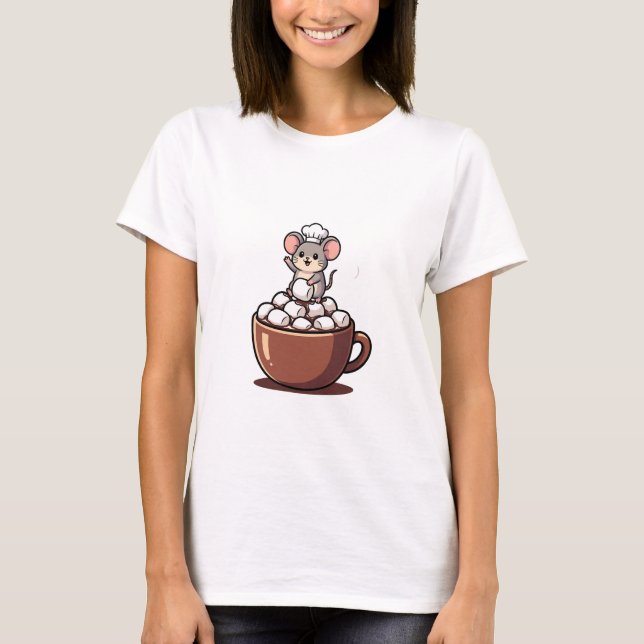 Camiseta Adorable Chef Mouse Waving from a Marshmallow (Anverso)