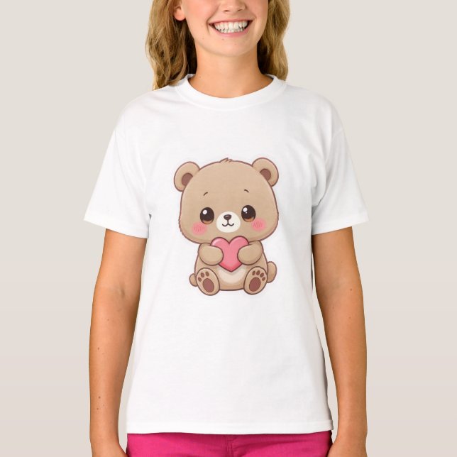 Camiseta Adorable Chibi Bear with Heart  (Anverso)