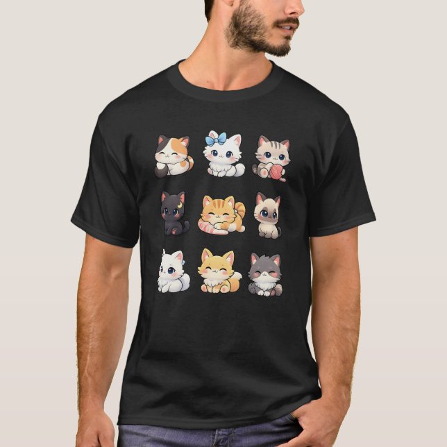 Camiseta Adorable Chibi Kitten Collection T-Shirt Cute Cat (Anverso)