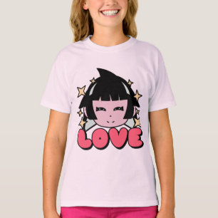 Camiseta Adorable Chica de ojos estriados en rosa - Tee de