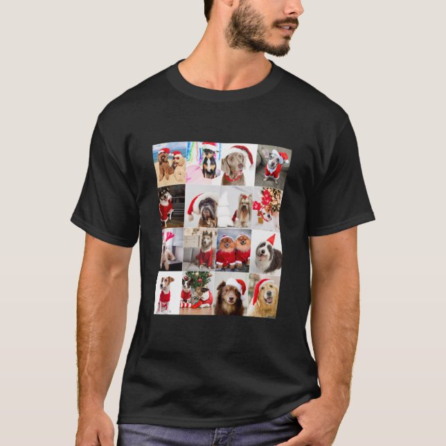 Camiseta Adorable Christmas Dog Photo Collage Classic T-Shi (Anverso)