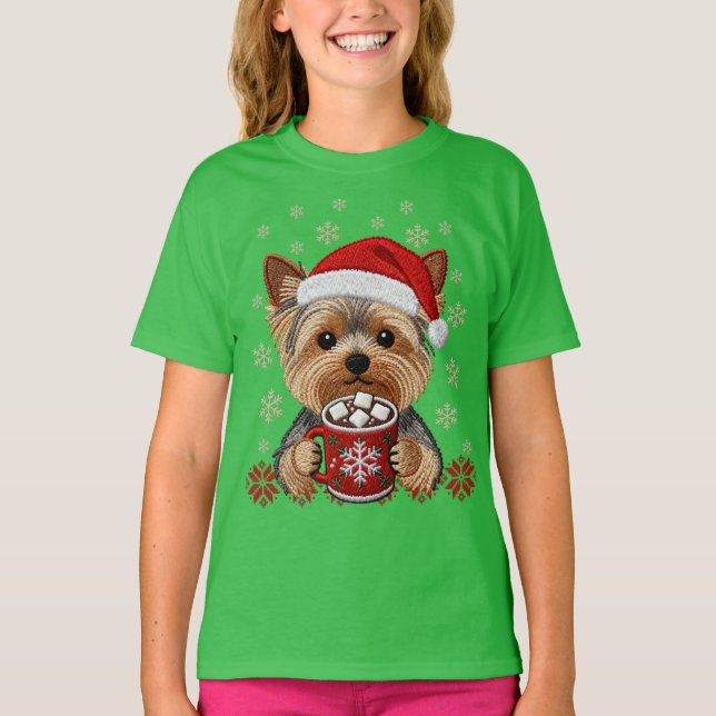 Camiseta Adorable Christmas Yorkshire Terrier (Anverso)