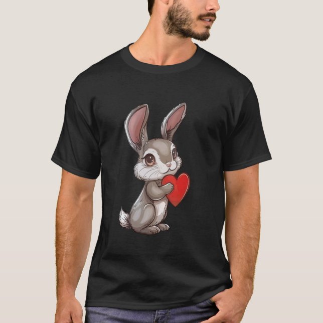 Camiseta Adorable conejito con el corazón rojo (Anverso)
