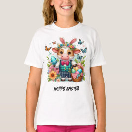 Camiseta Adorable conejito de vacas de Pascua con traje de 