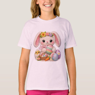 Camiseta Adorable Conejo de Pascua con Pollo y Huevos de Pa