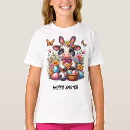 Camiseta Adorable conejo de vacas de Pascua con huevos