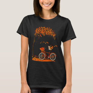 Camiseta Adorable Corgi en otoño mujer mujerando bicicleta