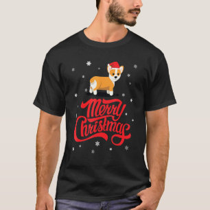 Camiseta Adorable Corgi Lindo Sombrero de Santa Claus Noche