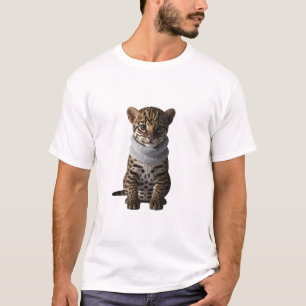 Camiseta Adorable cría de ocelote llevando una bufanda gris