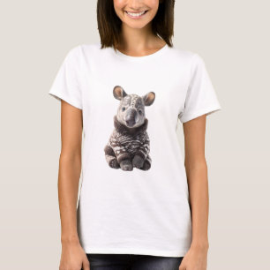 Camiseta Adorable cría de tapir en marrón y blanco tejido