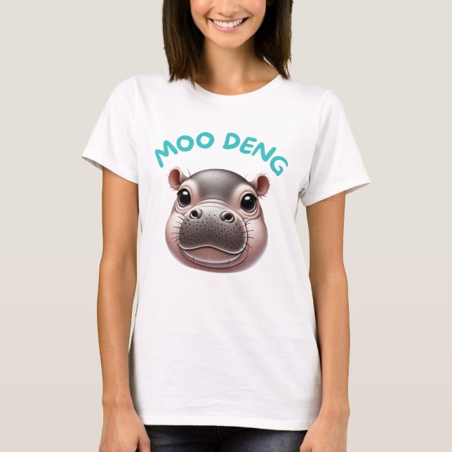 Camiseta Adorable Cuta Feliz Bebé Pigmy Hippo Moo Deng (Anverso)
