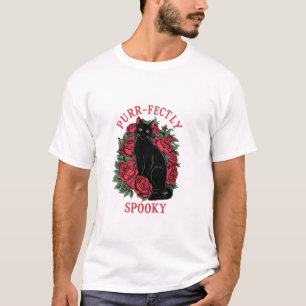 Camiseta Adorable Cute Floral Black Cat Purfectamente Spook