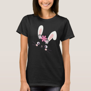 Camiseta Adorable Cute Happy Easter Bunny Face Flowers