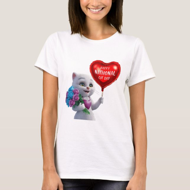Camiseta Adorable del Día Nacional del Gato" (Anverso)