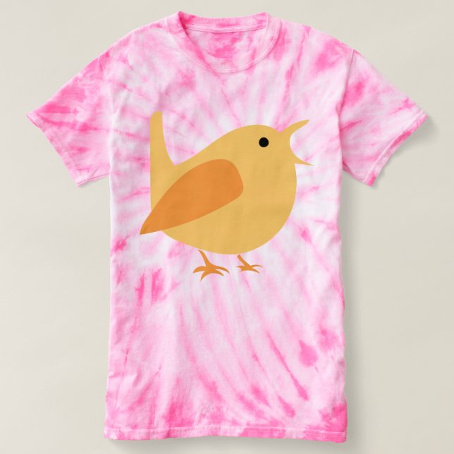 Camiseta adorable del teñido anudado del pájaro (Diseño del anverso)