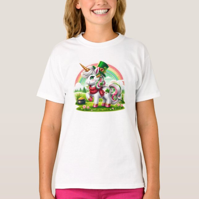 Camiseta Adorable Día de Santa Patrones Unicornio (Anverso)