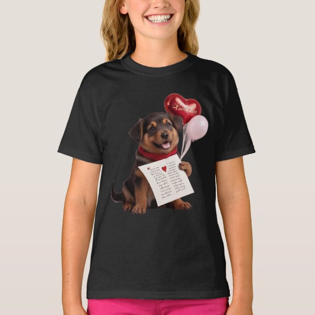 Camiseta Adorable diseño de perro de San Valentín - regalo  (Anverso)