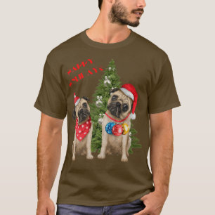 Camiseta Adorable Dog Pugs Felices Fiestas