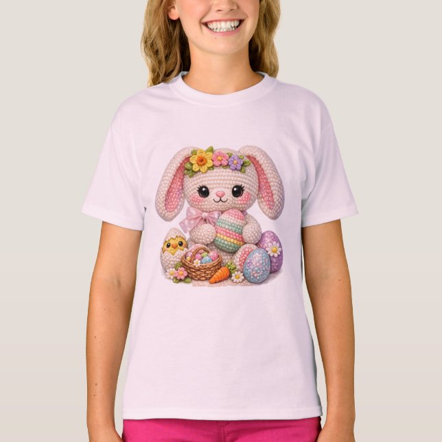 Camiseta Adorable Easter Bunny with Chick and Paste Eggs  (Anverso)