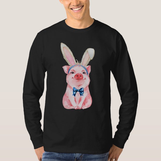 Camiseta Adorable Easter Pig With Easter Bunny Ears Easter  (Anverso)