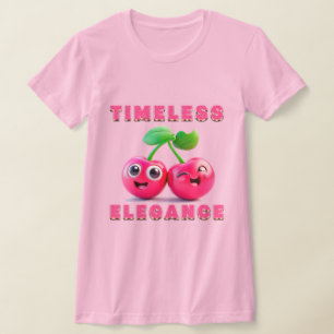 Camiseta Adorable estilo de dibujo animado alegre cereza 