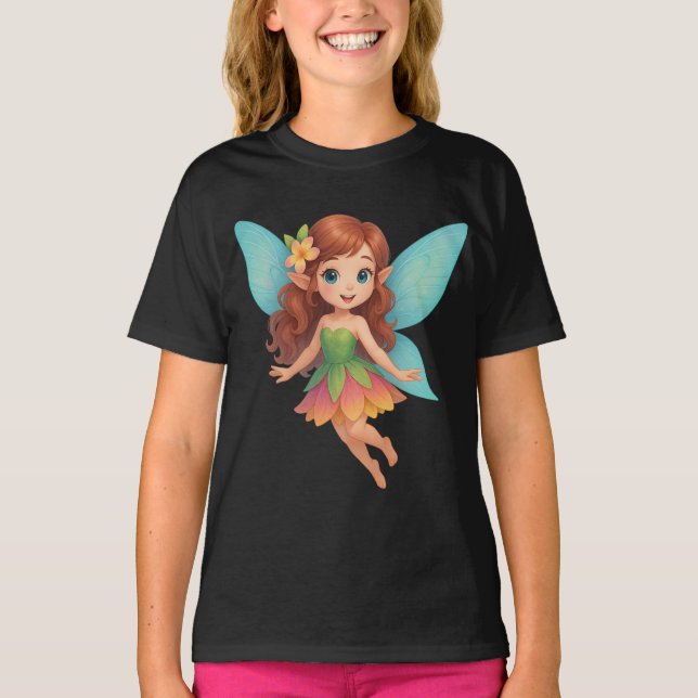Camiseta Adorable Fairy with Colorful Wings and Dress (Anverso)
