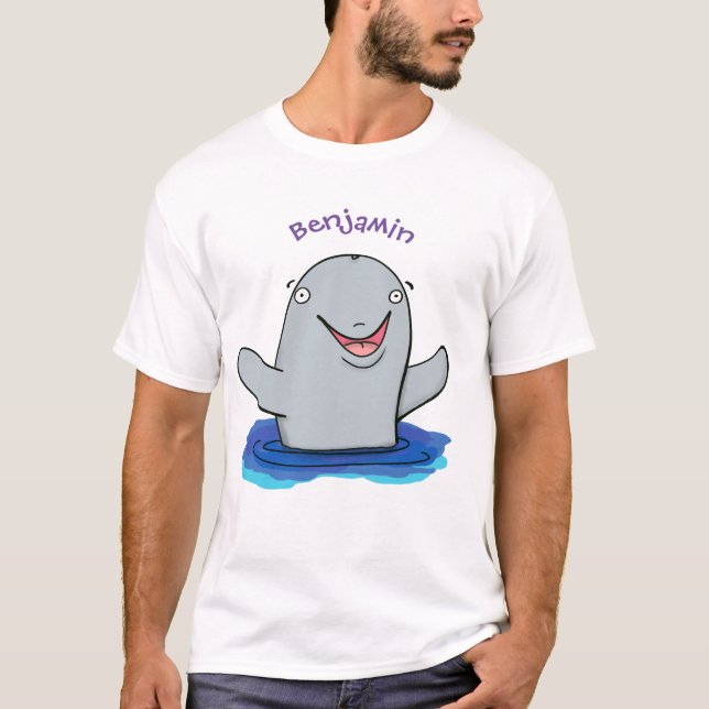 Camiseta Adorable feliz ilustracion personalizado de marsop (Anverso)