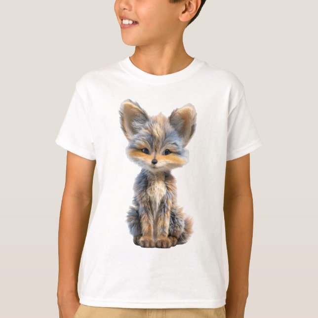 Camiseta Adorable Fluffy Grey and Tan Fox Kids (Anverso)