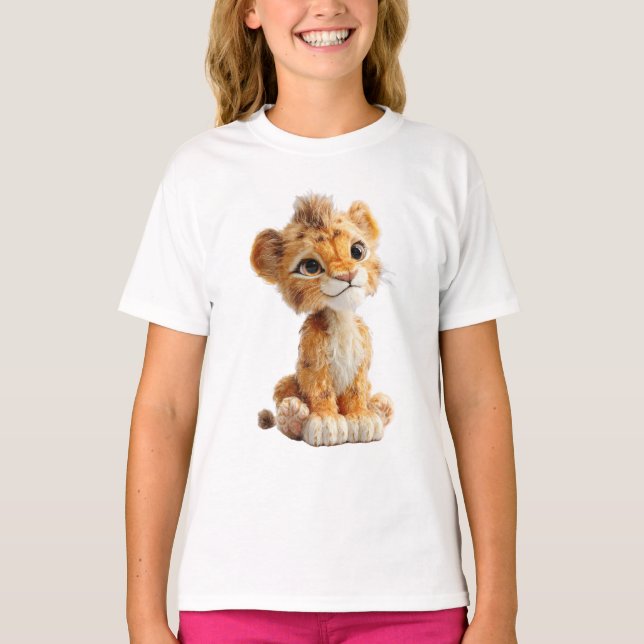 Camiseta Adorable Fluffy Lion Cub Illustration Kids (Anverso)