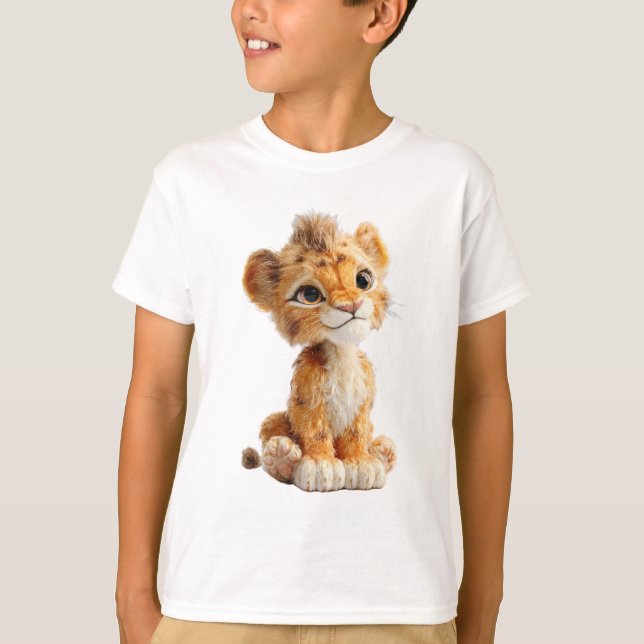 Camiseta Adorable Fluffy Lion Cub Illustration Kids (Anverso)