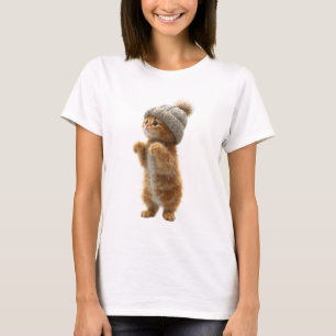 Camiseta Adorable gatito pelirrojo esponjoso que lleva una